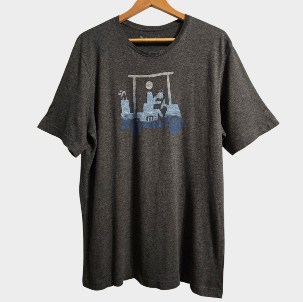 Travis Mathew Race You Golf Cart T-Shirt Men's Large Gray S-Sleeve Cotton Casual